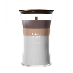 WoodWick Trilogy Radiant Cashmere - Duża świeca zapachowa z drewnianym knotem 610g